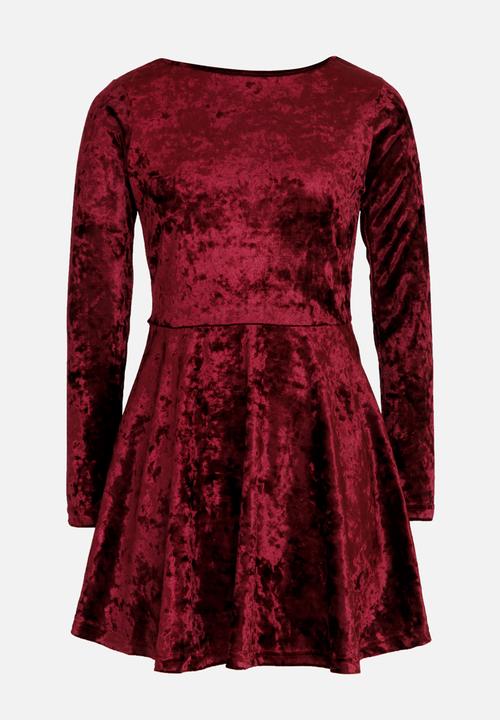 Rebel Republic - Velour Dress Burgundy
