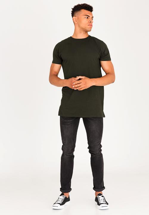Brave Soul - Harrel Longer Length Cotton Tee Khaki Green