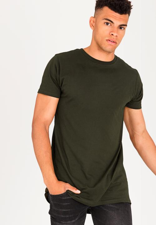 Brave Soul - Harrel Longer Length Cotton Tee Khaki Green