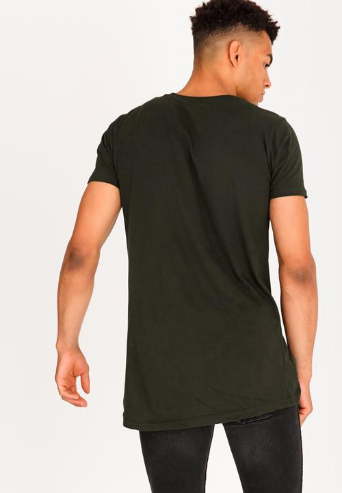 Brave Soul - Harrel Longer Length Cotton Tee Khaki Green
