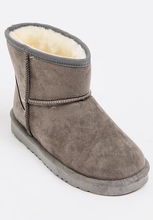 Pop Candy - Girls Faux Suede Boot Grey