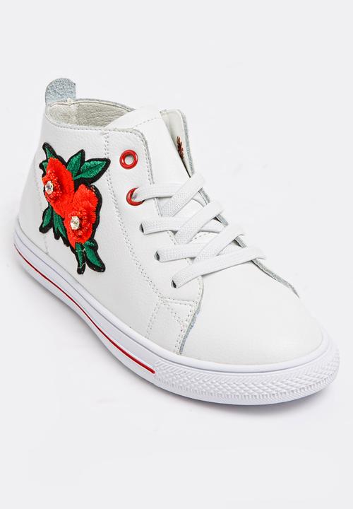 Pop Candy - Girls Flower Embellished Sneaker White