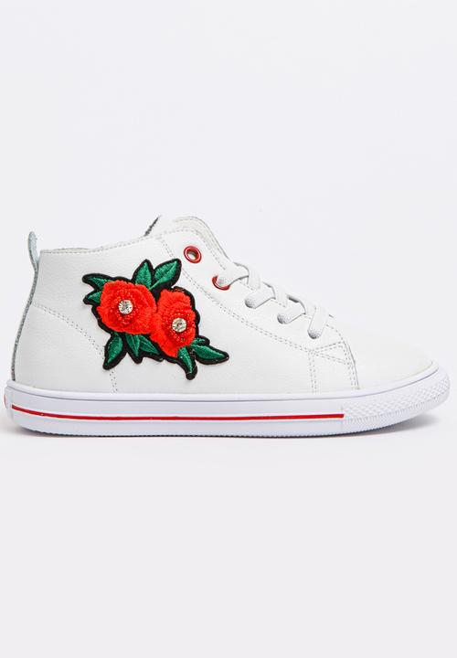 Pop Candy - Girls Flower Embellished Sneaker White