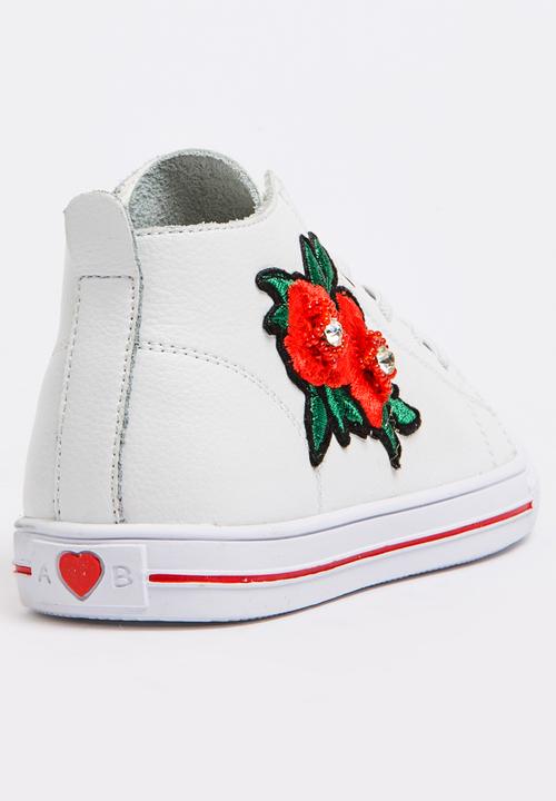 Pop Candy - Girls Flower Embellished Sneaker White