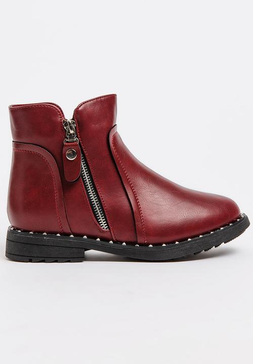 Pop Candy - Girls Ankle Boot Burgundy