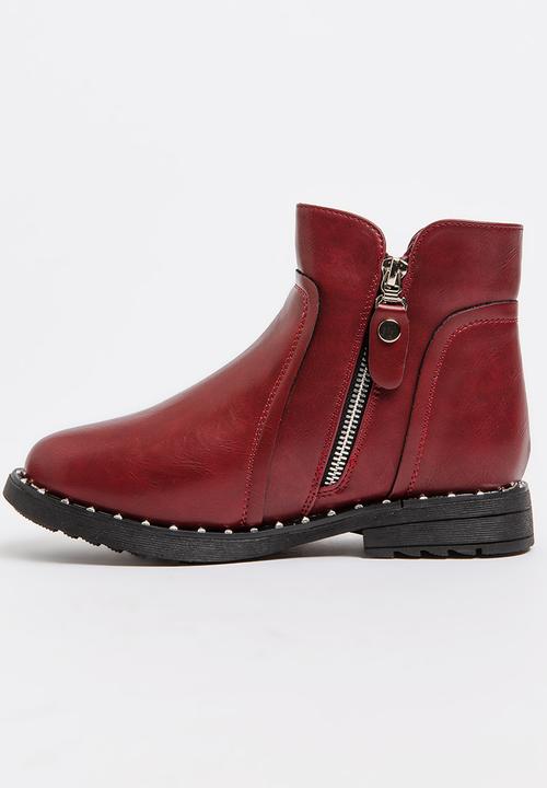 Pop Candy - Girls Ankle Boot Burgundy
