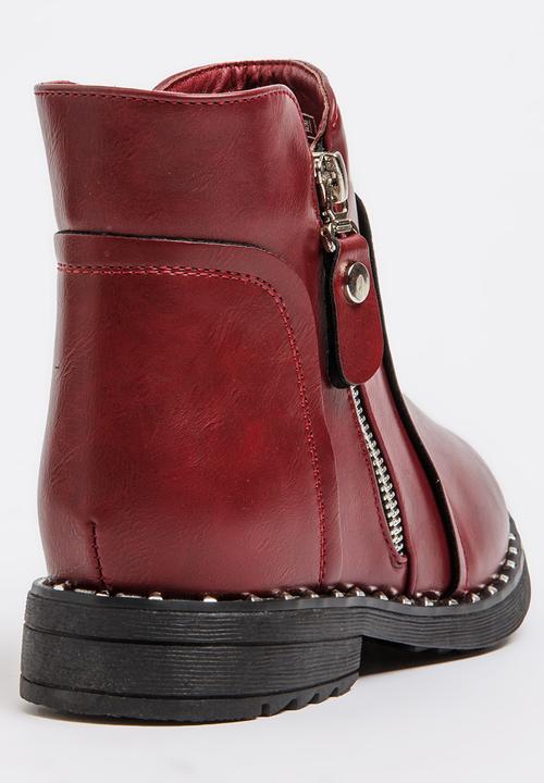 Pop Candy - Girls Ankle Boot Burgundy
