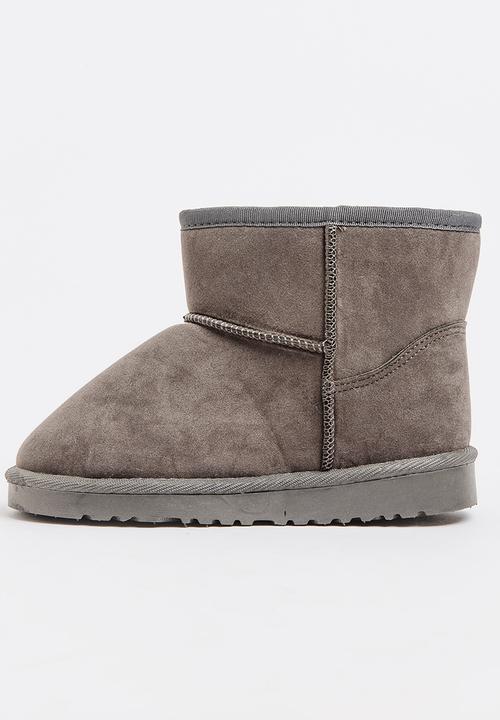 Pop Candy - Girls Faux Suede Boot Grey