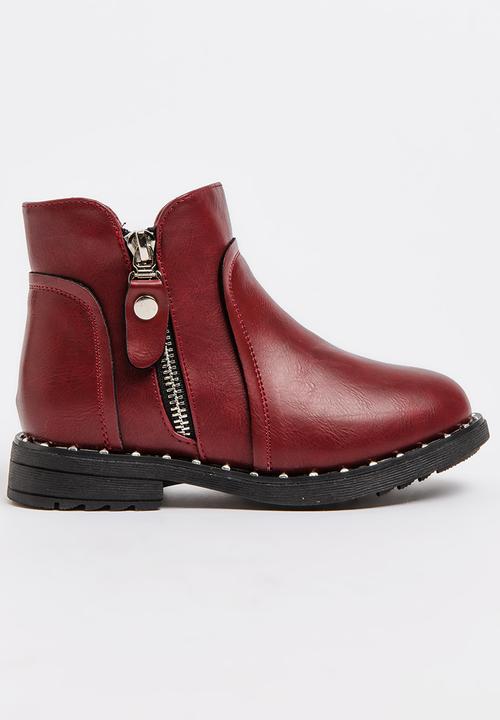 Pop Candy - Girls Ankle Boot Burgundy