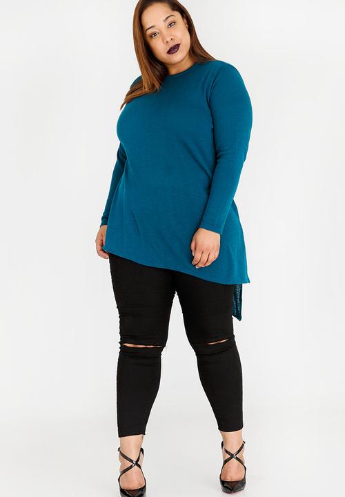 edit Plus - Asymmetrical Hem Jersey Mid Blue