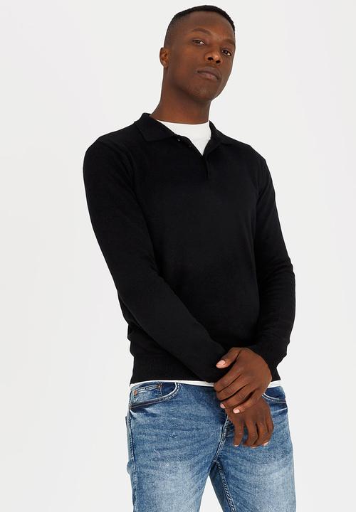 Brave Soul - Placket Cotton Golfer Black
