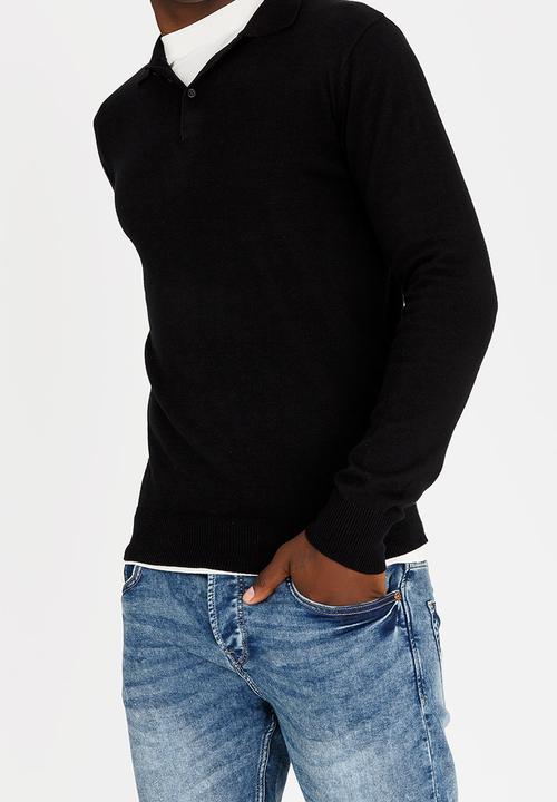 Brave Soul - Placket Cotton Golfer Black