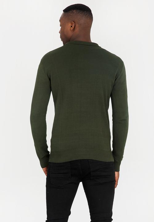 Brave Soul - Placket Cotton Golfer Khaki Green