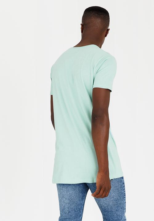 Brave Soul - Harrel Longer Length Cotton Tee Light Green