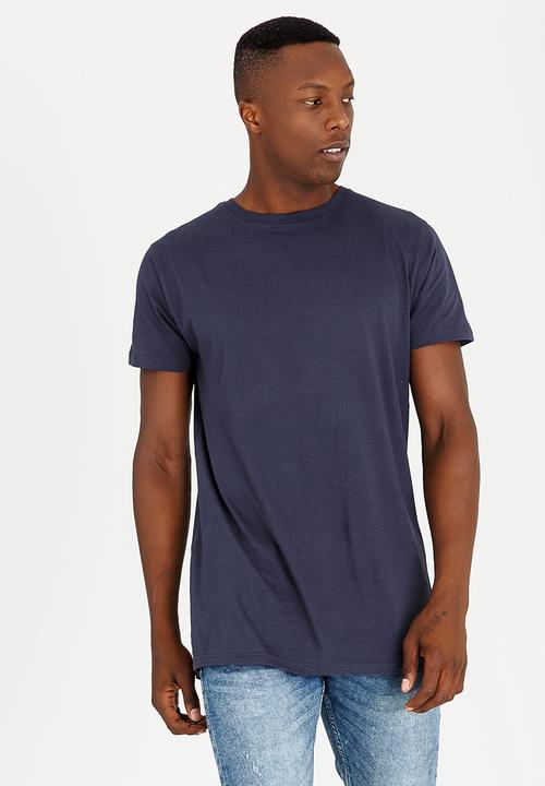 Brave Soul - Harrel short sleeve longer length tee - navy