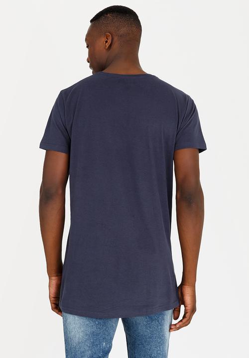 Brave Soul - Harrel short sleeve longer length tee - navy
