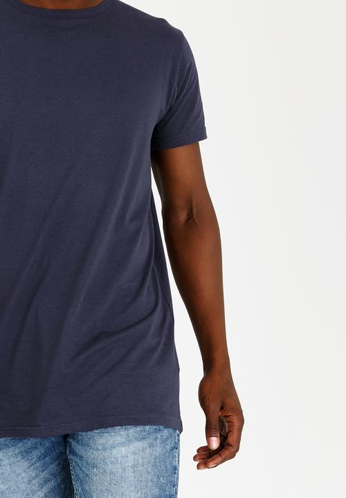 Brave Soul - Harrel short sleeve longer length tee - navy