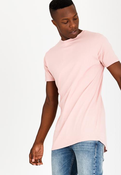Brave Soul - Harrel Longer Length Cotton Tee Mid Pink
