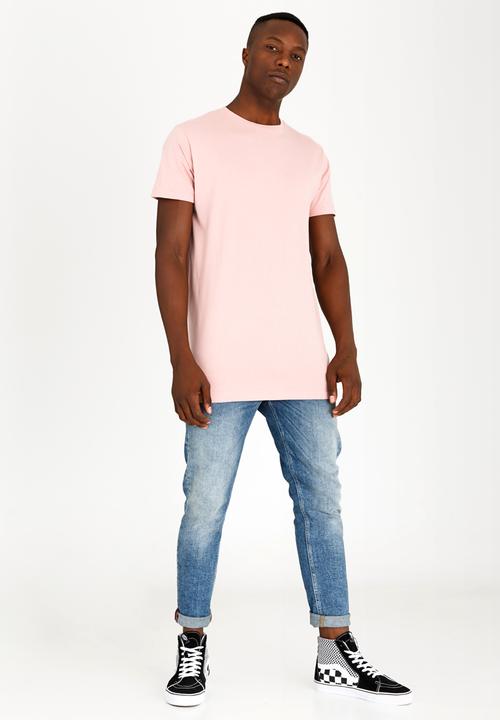 Brave Soul - Harrel Longer Length Cotton Tee Mid Pink