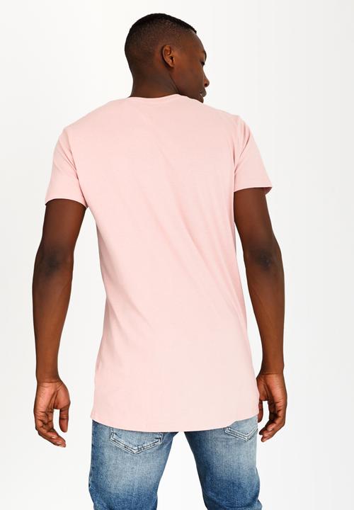 Brave Soul - Harrel Longer Length Cotton Tee Mid Pink