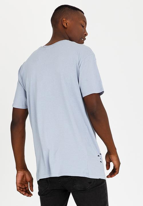 Brave Soul - Benji Hole Detail Cotton Tee Pale Blue