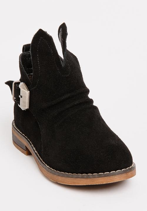 Pop Candy - Girls Suede Ankle Boot Black
