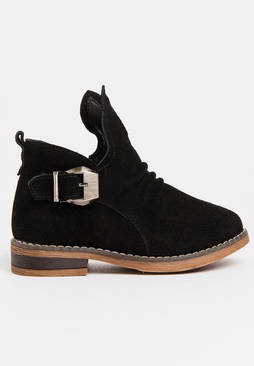 Pop Candy - Girls Suede Ankle Boot Black