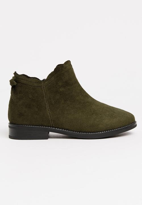 Pop Candy - Girls Ankle Boot Khaki Green