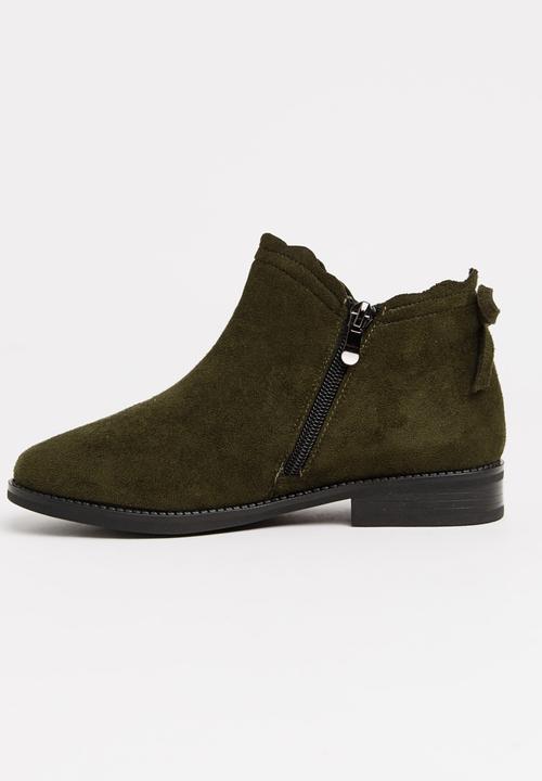 Pop Candy - Girls Ankle Boot Khaki Green