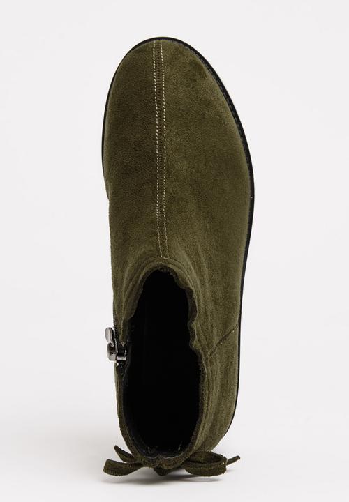 Pop Candy - Girls Ankle Boot Khaki Green