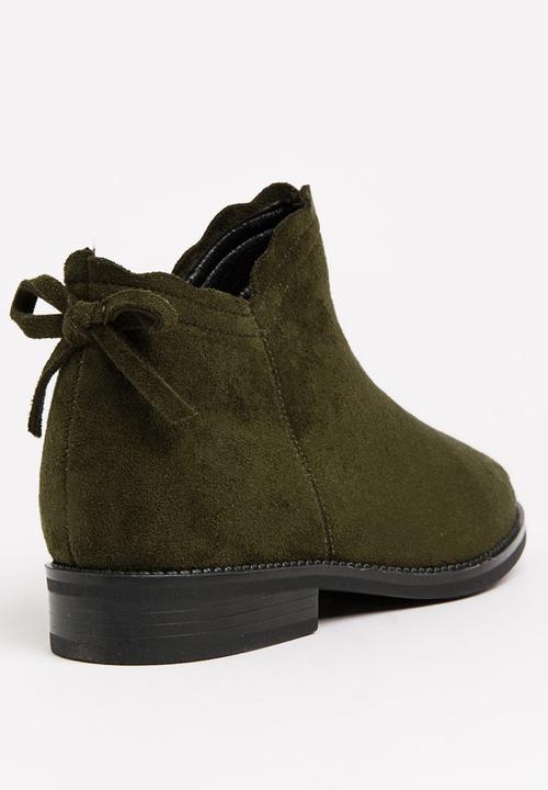 Pop Candy - Girls Ankle Boot Khaki Green