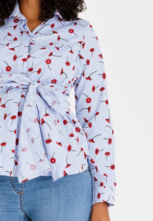 edit Maternity - Front Tie Shirt Pale Blue