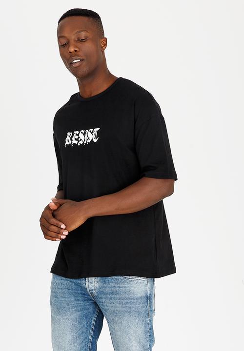 Resist - Basic T-shirt With Resist Tattoo Print Black
