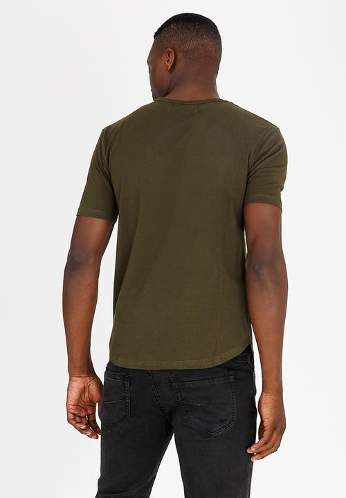 Resist - Pigment Dye T-Shirt With Logo Print Khaki Green
