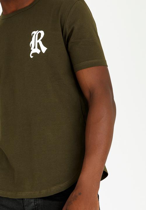 Resist - Pigment Dye T-Shirt With Logo Print Khaki Green
