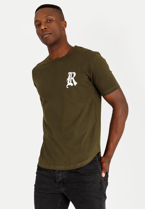 Resist - Pigment Dye T-Shirt With Logo Print Khaki Green