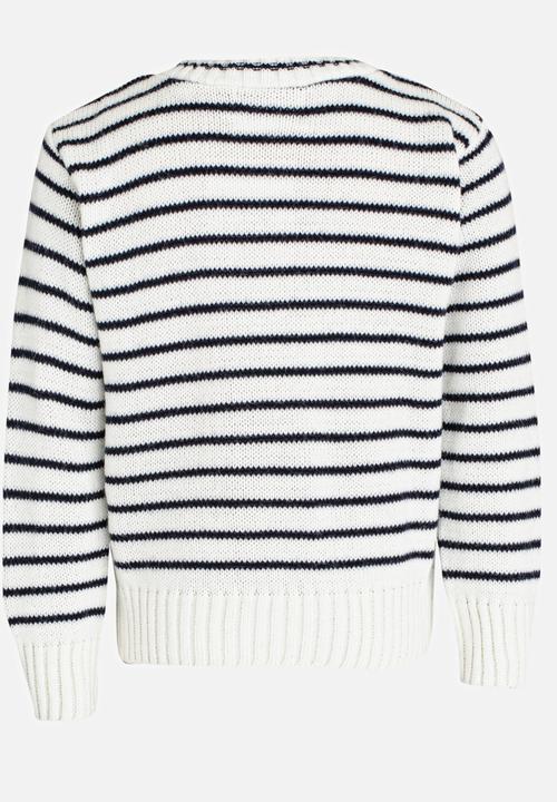 See-Saw - Stripe Jersey with Shoulder Button Detail Cream