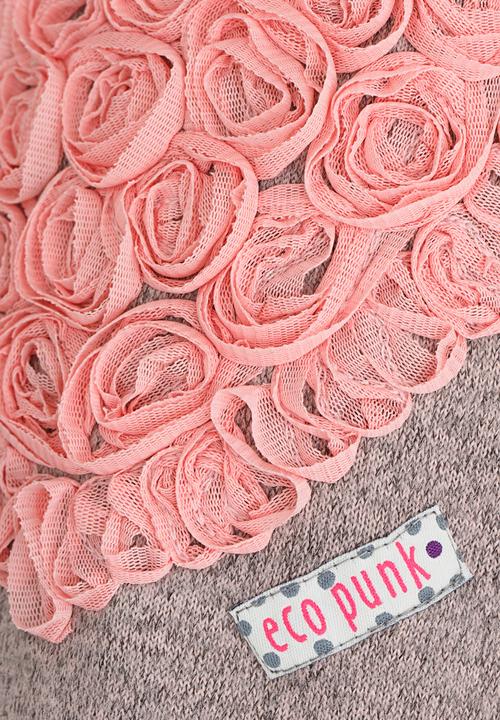 Eco Punk - Girls Embroidered Heart Top Mid Pink
