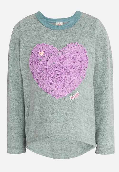 Eco Punk - Girls embroidered heart top - green