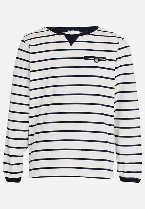 Pop Candy - Boys Stripe Long Sleeve Tee Blue and White