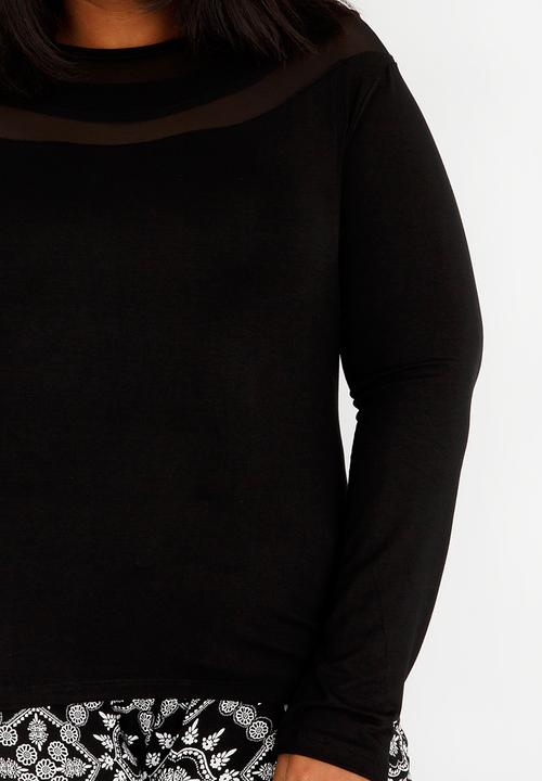 Slick - Nadia Mesh Inset Top Black