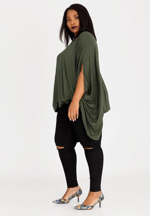 STYLE REPUBLIC PLUS - Volume Hanky Hem Tunic Khaki Green