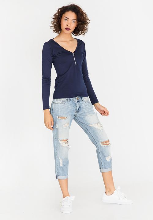 c(inch) - Zip Detail Top Navy
