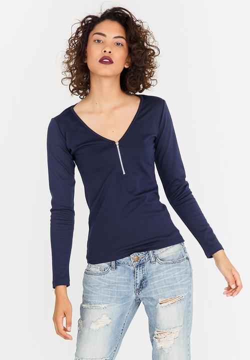 c(inch) - Zip Detail Top Navy