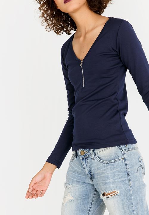 c(inch) - Zip Detail Top Navy