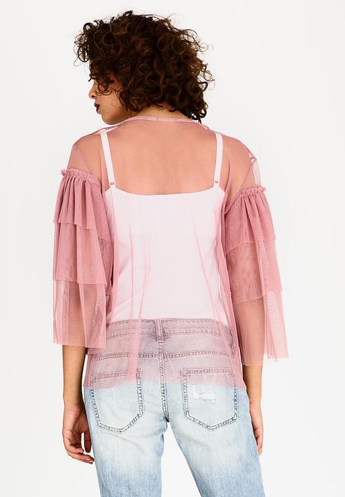 STYLE REPUBLIC - Sheer Frill Top Pale Pink