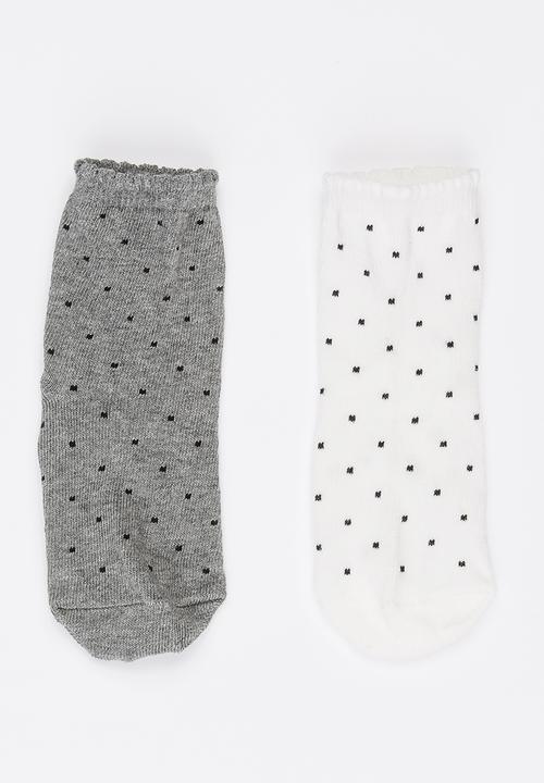 MINOTI - 2 Pack spotty socks with scalloped edge - multi