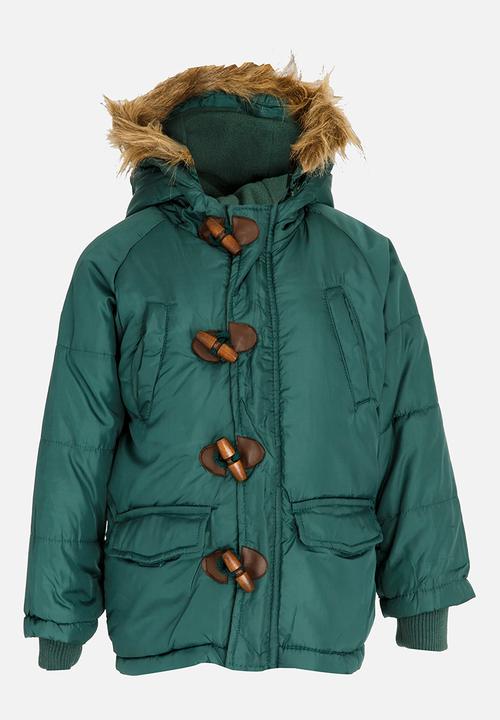MINOTI - Parka Puffer Jacket with Fur Trim Khaki Green
