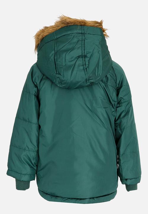 MINOTI - Parka Puffer Jacket with Fur Trim Khaki Green
