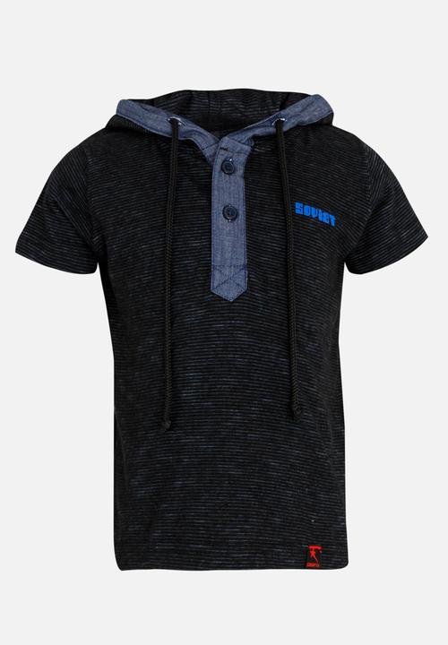 SOVIET - Madrid Hooded  Tee Black